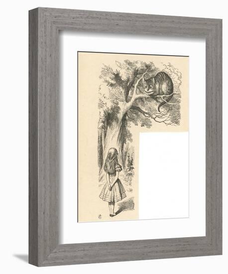 Cheshire Cat Alice Meets the Cheshire Cat-John Tenniel-Framed Art Print