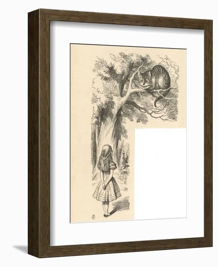 Cheshire Cat Alice Meets the Cheshire Cat-John Tenniel-Framed Art Print