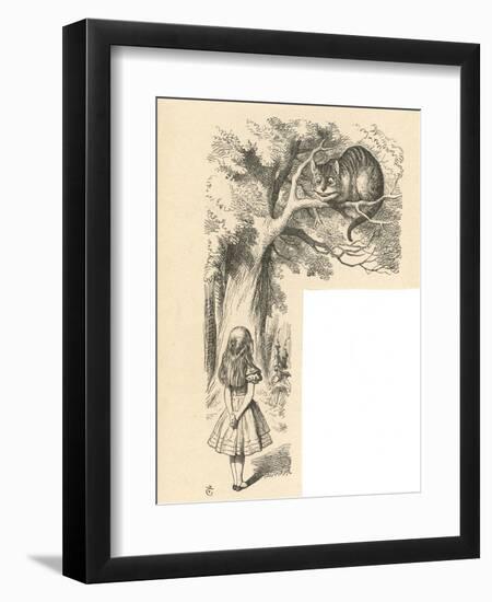 Cheshire Cat Alice Meets the Cheshire Cat-John Tenniel-Framed Art Print