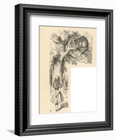 Cheshire Cat Alice Meets the Cheshire Cat-John Tenniel-Framed Art Print