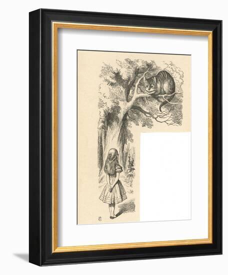 Cheshire Cat Alice Meets the Cheshire Cat-John Tenniel-Framed Art Print