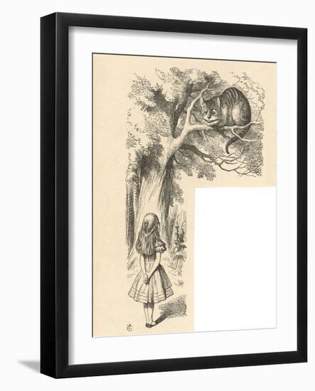 Cheshire Cat Alice Meets the Cheshire Cat-John Tenniel-Framed Art Print