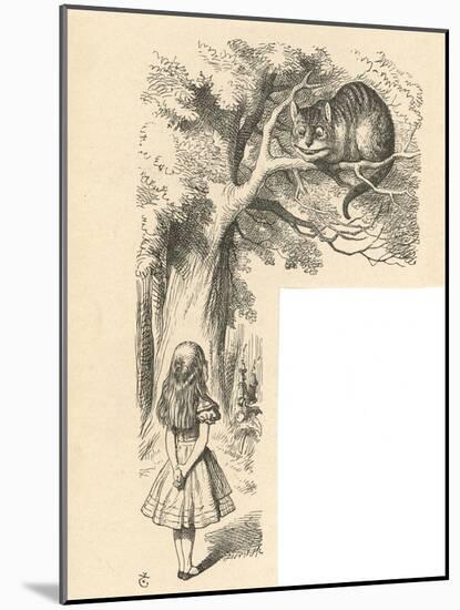 Cheshire Cat Alice Meets the Cheshire Cat-John Tenniel-Mounted Art Print