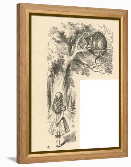 Cheshire Cat Alice Meets the Cheshire Cat-John Tenniel-Framed Stretched Canvas