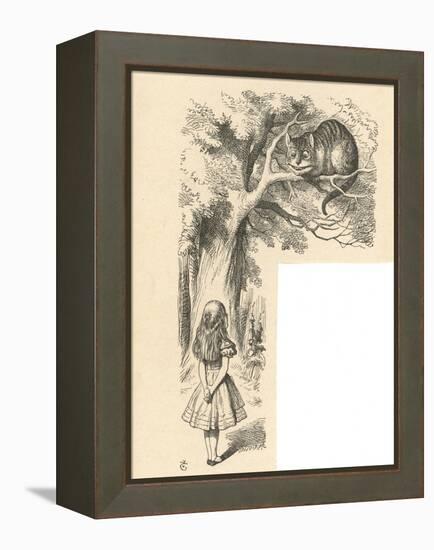 Cheshire Cat Alice Meets the Cheshire Cat-John Tenniel-Framed Stretched Canvas