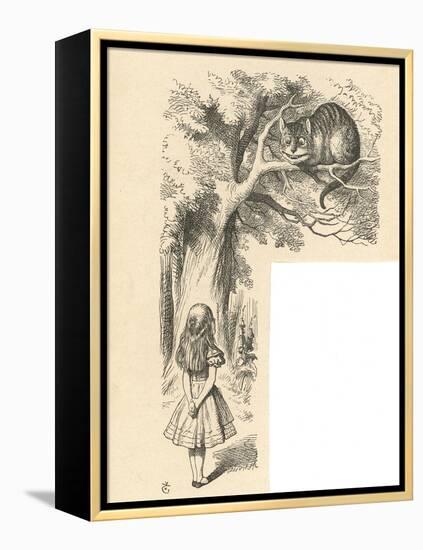 Cheshire Cat Alice Meets the Cheshire Cat-John Tenniel-Framed Stretched Canvas