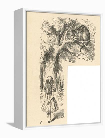 Cheshire Cat Alice Meets the Cheshire Cat-John Tenniel-Framed Stretched Canvas