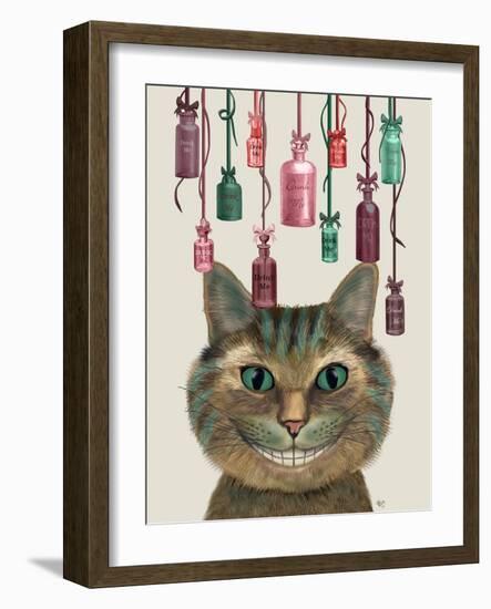 Cheshire Cat and Bottles-Fab Funky-Framed Art Print