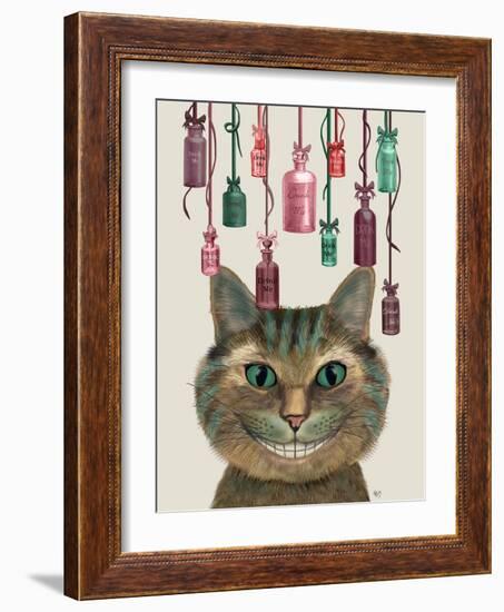 Cheshire Cat and Bottles-Fab Funky-Framed Art Print