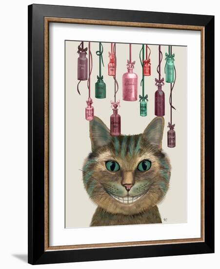 Cheshire Cat and Bottles-Fab Funky-Framed Art Print