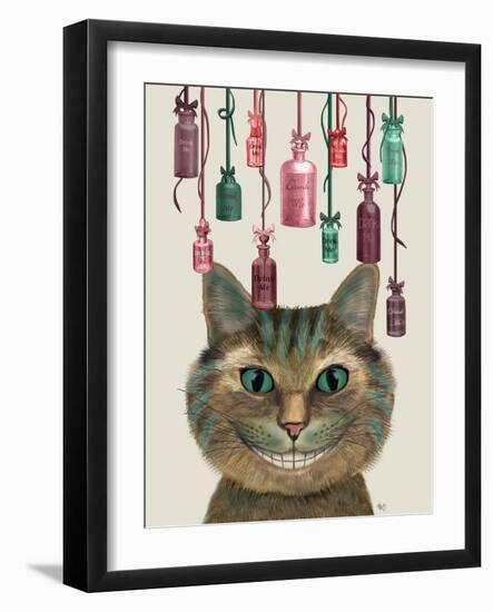 Cheshire Cat and Bottles-Fab Funky-Framed Art Print