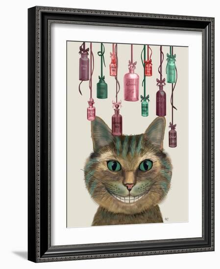 Cheshire Cat and Bottles-Fab Funky-Framed Art Print