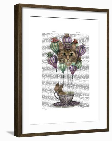 Cheshire Cat Hot Air Balloon-Fab Funky-Framed Art Print