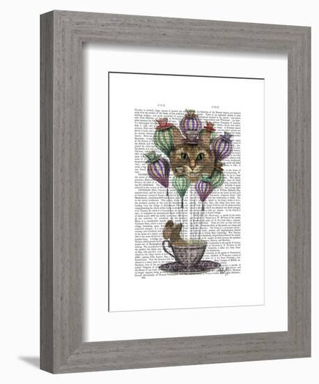 Cheshire Cat Hot Air Balloon-Fab Funky-Framed Art Print