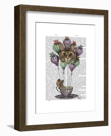 Cheshire Cat Hot Air Balloon-Fab Funky-Framed Art Print