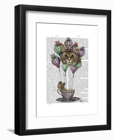 Cheshire Cat Hot Air Balloon-Fab Funky-Framed Art Print