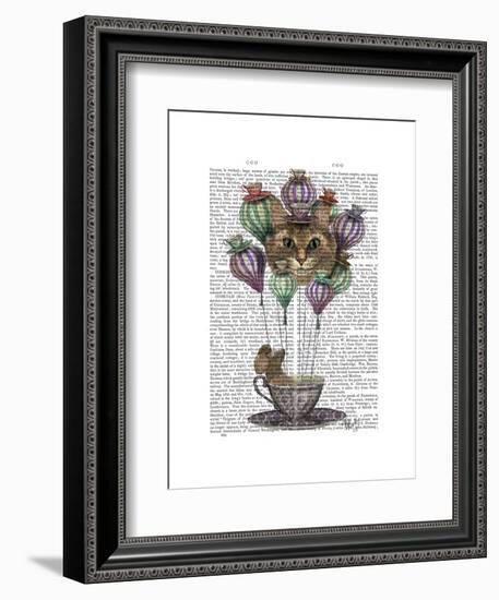 Cheshire Cat Hot Air Balloon-Fab Funky-Framed Art Print