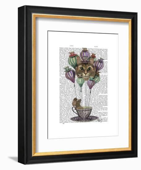 Cheshire Cat Hot Air Balloon-Fab Funky-Framed Art Print