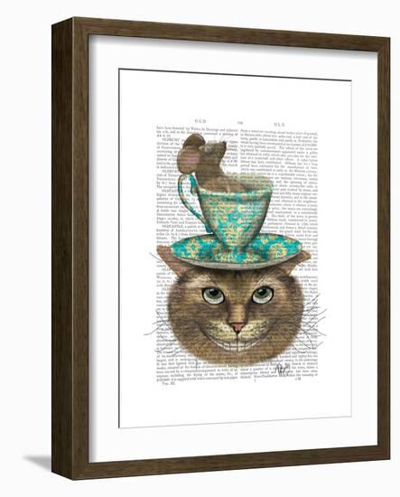 Cheshire Cat with Cup on Head-Fab Funky-Framed Art Print