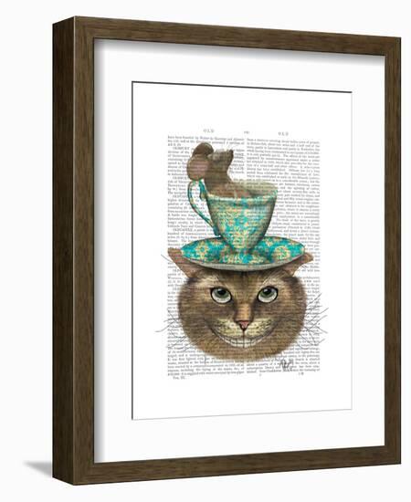 Cheshire Cat with Cup on Head-Fab Funky-Framed Art Print