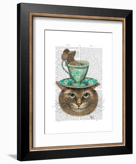 Cheshire Cat with Cup on Head-Fab Funky-Framed Art Print