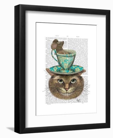 Cheshire Cat with Cup on Head-Fab Funky-Framed Art Print