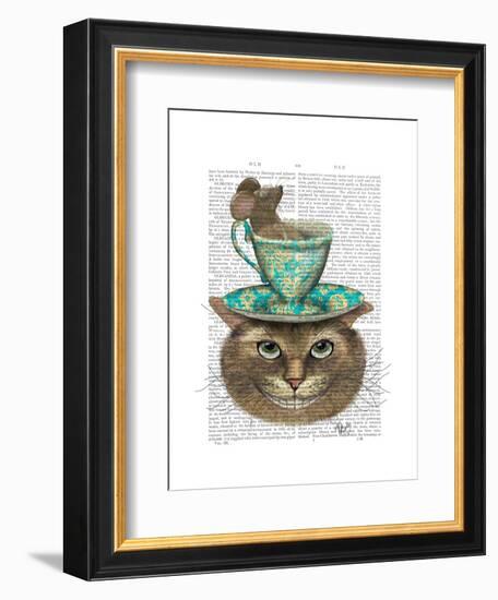 Cheshire Cat with Cup on Head-Fab Funky-Framed Art Print