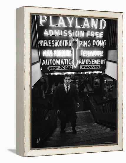 Chess Champion Bobby Fischer at the Entrance to a Playland Arcade-Carl Mydans-Framed Premier Image Canvas