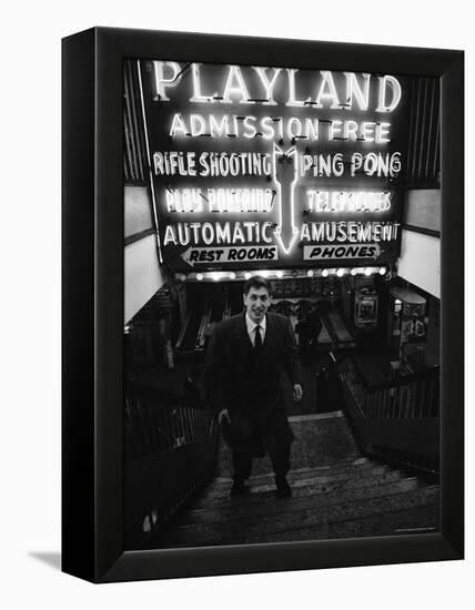 Chess Champion Bobby Fischer at the Entrance to a Playland Arcade-Carl Mydans-Framed Premier Image Canvas