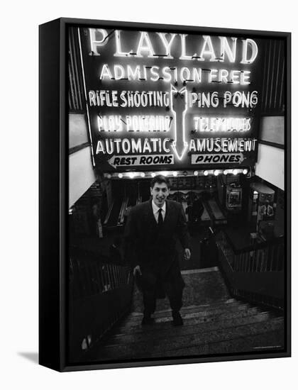 Chess Champion Bobby Fischer at the Entrance to a Playland Arcade-Carl Mydans-Framed Premier Image Canvas