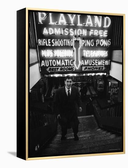 Chess Champion Bobby Fischer at the Entrance to a Playland Arcade-Carl Mydans-Framed Premier Image Canvas