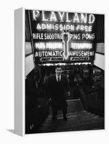 Chess Champion Bobby Fischer at the Entrance to a Playland Arcade-Carl Mydans-Framed Premier Image Canvas