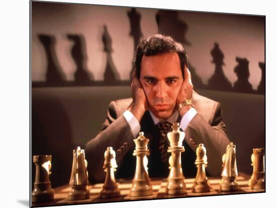 Chess Champion Gary Kasparov Training for May Rematch with Smarter Version of IBM Computer-Ted Thai-Mounted Premium Photographic Print