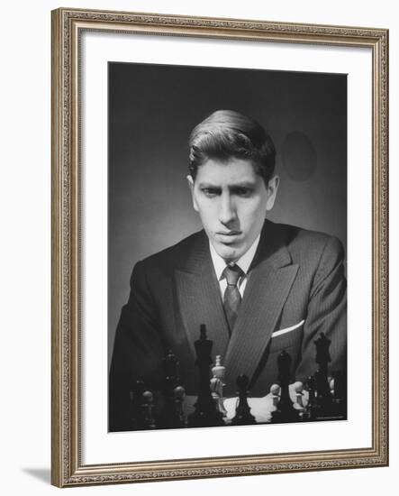 Chess Champion Robert J. Fisher Playing a Match-Carl Mydans-Framed Premium Photographic Print