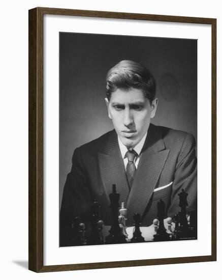 Chess Champion Robert J. Fisher Playing a Match-Carl Mydans-Framed Premium Photographic Print