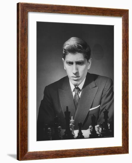 Chess Champion Robert J. Fisher Playing a Match-Carl Mydans-Framed Premium Photographic Print