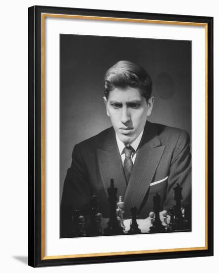 Chess Champion Robert J. Fisher Playing a Match-Carl Mydans-Framed Premium Photographic Print