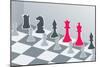 Chess Figures In Gray With Red King And Queen-Elizabeta Lexa-Mounted Art Print