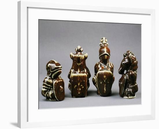 Chess Pieces Depicting Pawn, King, Queen and Knight-null-Framed Giclee Print