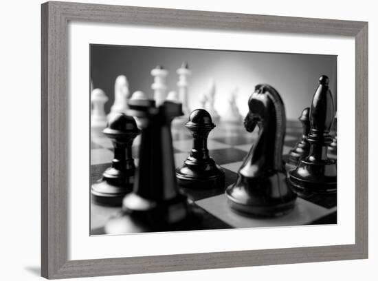 Chess Pieces on A Chess Board-Sergei Gnatuk-Framed Art Print