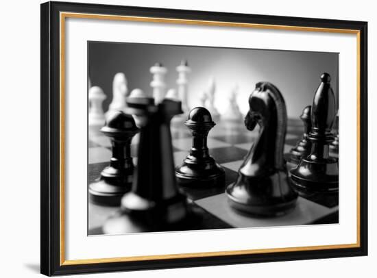 Chess Pieces on A Chess Board-Sergei Gnatuk-Framed Art Print