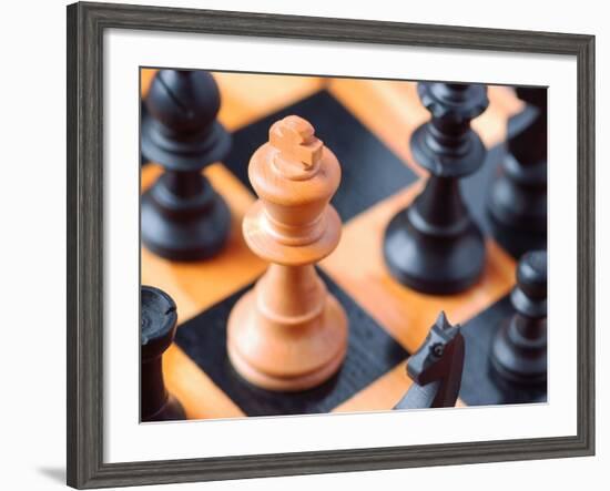 Chess pieces on chessboard-null-Framed Photographic Print