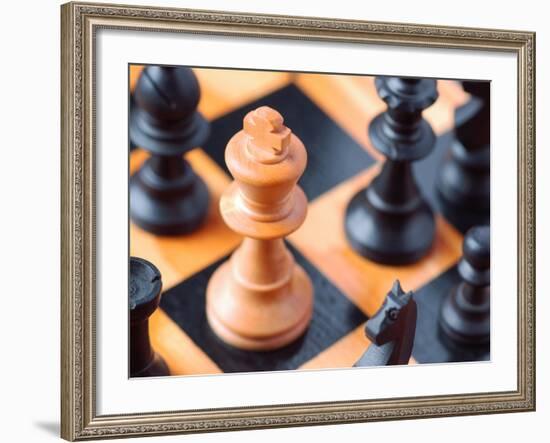 Chess pieces on chessboard-null-Framed Photographic Print