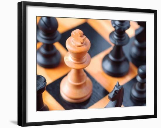 Chess pieces on chessboard-null-Framed Photographic Print