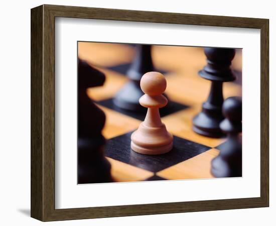 Chess pieces on chessboard-null-Framed Photographic Print