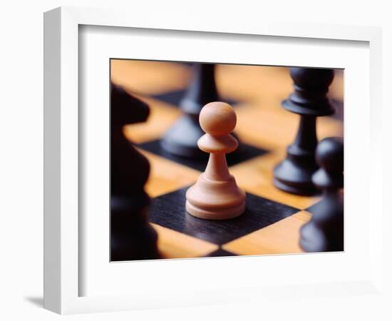 Chess pieces on chessboard-null-Framed Photographic Print