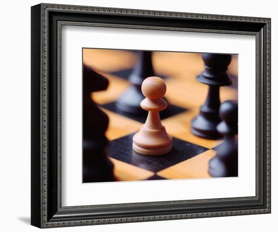 Chess pieces on chessboard-null-Framed Photographic Print