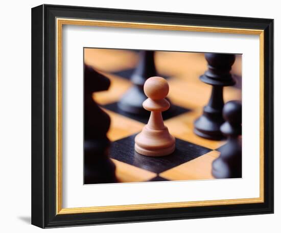 Chess pieces on chessboard-null-Framed Photographic Print