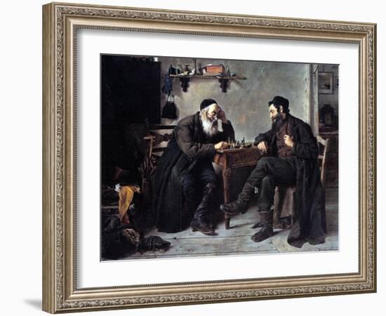 Chess Players-Isidor Kaufmann-Framed Art Print