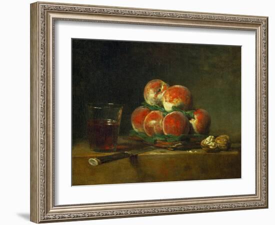 Chest with With Peaches and Nuts-Jean-Baptiste Simeon Chardin-Framed Giclee Print